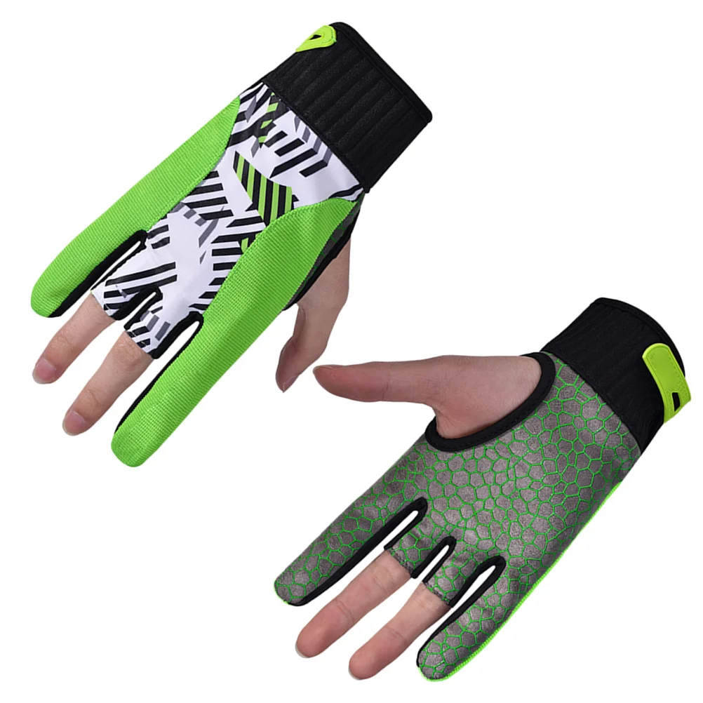 

1Pair Bowling Gloves Professional Anti-Slip Silicone Wrist Support Breathable Flexible Fingerless Sports Gloves Size L Green