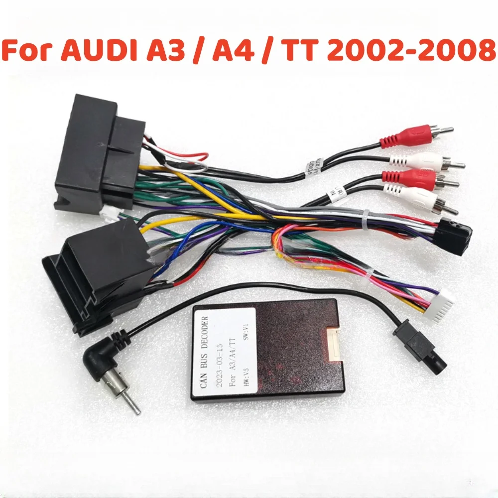 For AUDI A3 / A4 / TT 2002-2008 Android 2 Din GPS Car Radio Canbus Box Decoder Wiring Harness Adapter Power Cable