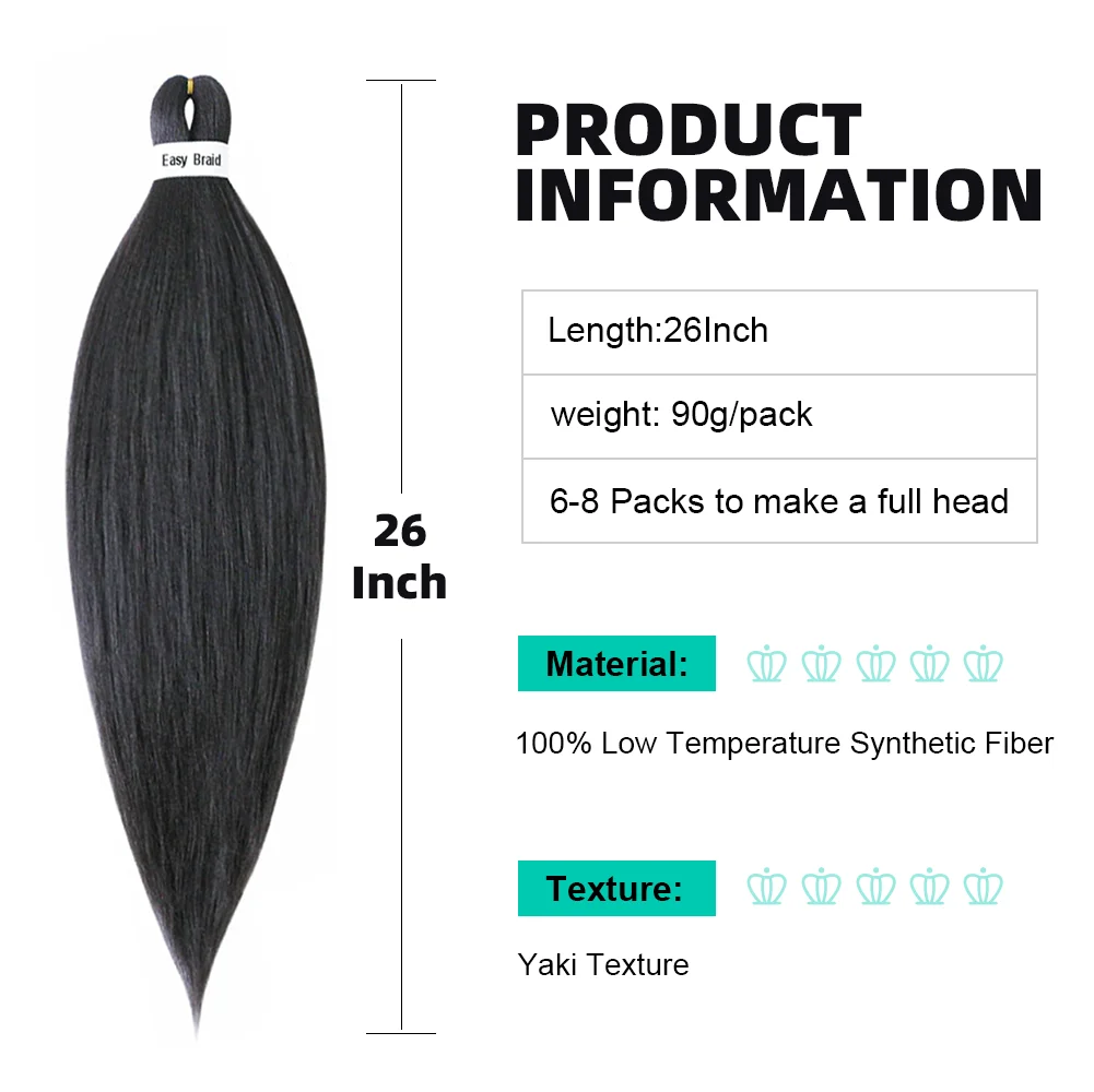 Gehaakt Haar Cosplay Easy Vlechten Haar Voorgerekt Krullend Jumbo Vlechten Extensions Hair Accessoires Voor Meisjes Vlechten 26Inch