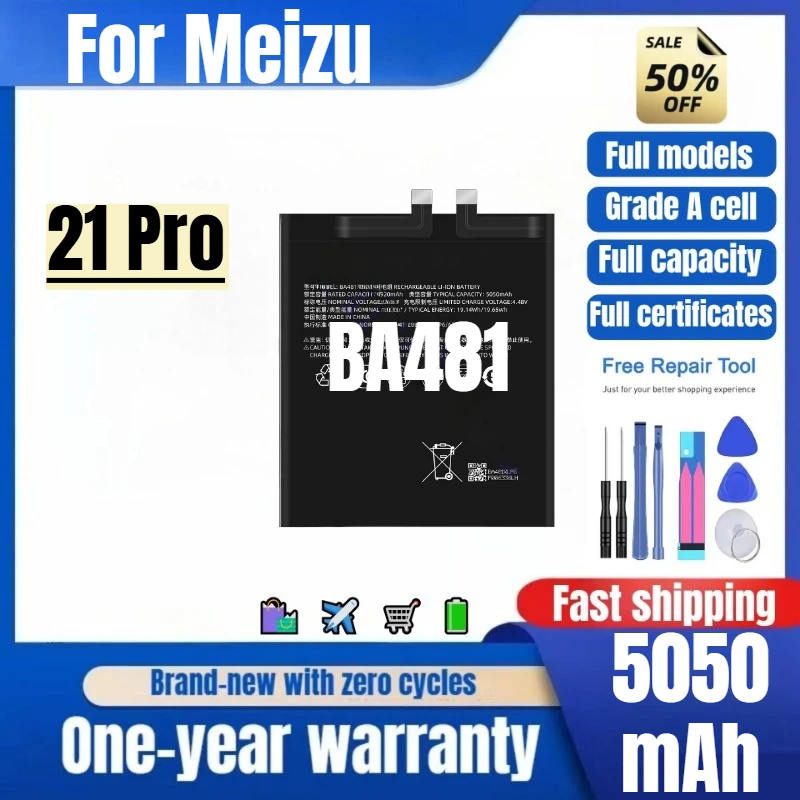 

BA481 for Meizu 21 Pro Mobile Phone Battery 0 Cycle High Quality High Capacity Replacement Bateria Grade A Cell with Tools