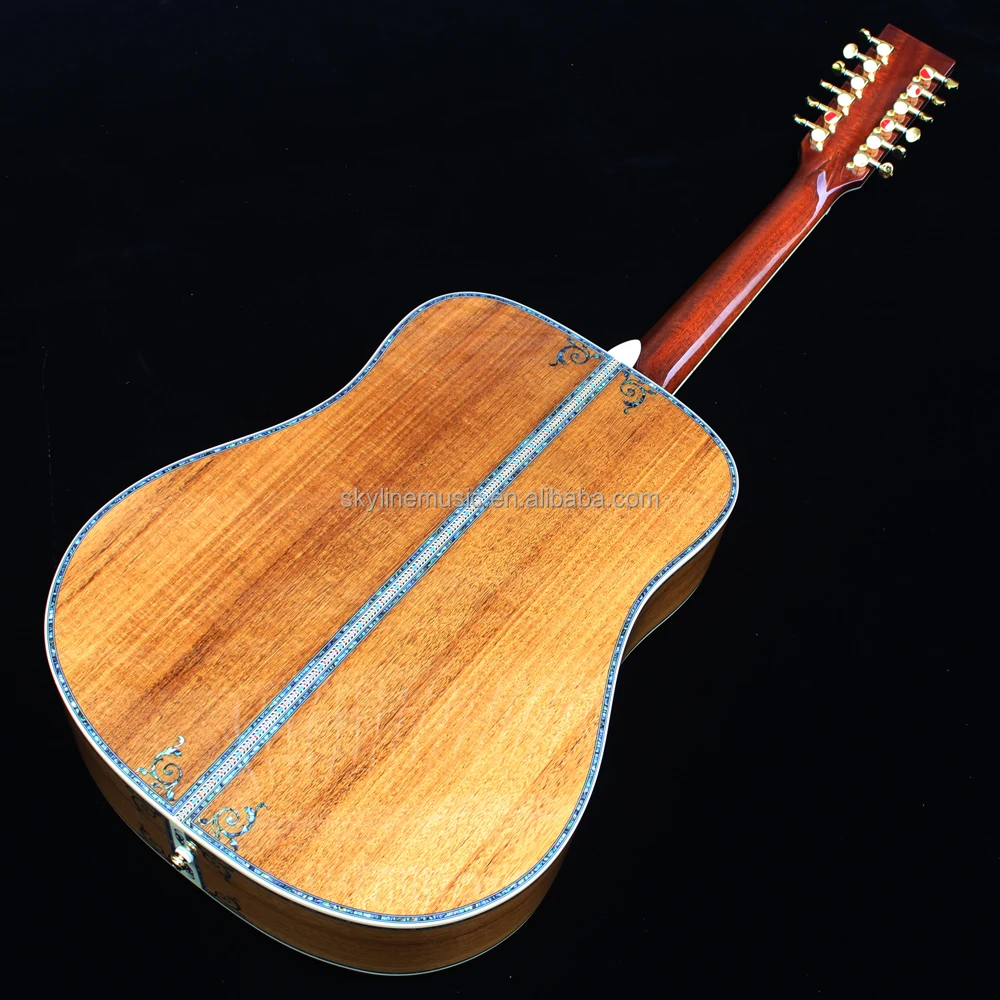 12 สาย Deluxe Solid KOA ไม้ 41 นิ้วกีตาร์อะคูสติก,handmade กีตาร์ไม้เนื้อแข็ง,