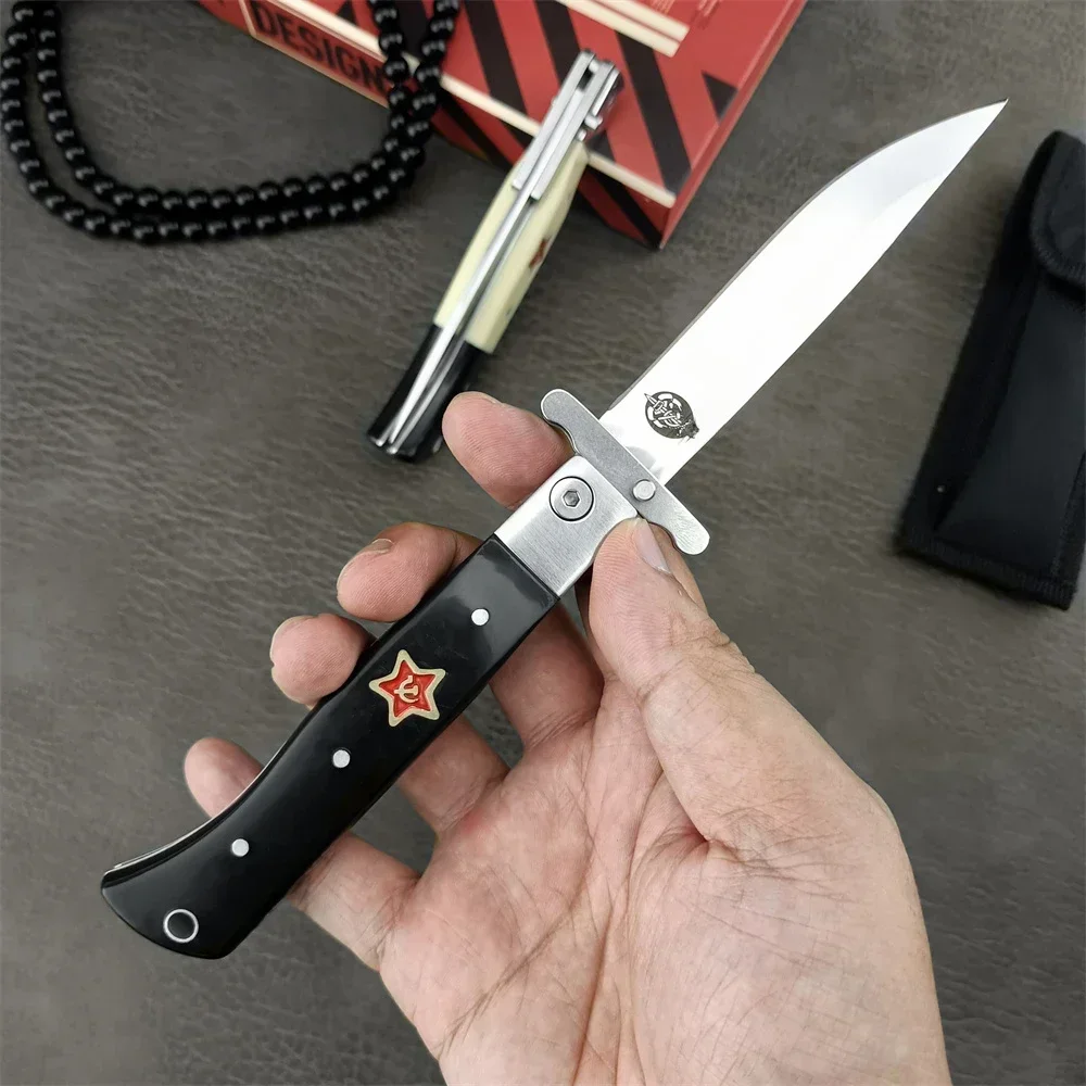 Finka NKVD KGB folding Knife Outdoor Knife Multi-purpose Camping Survival Tactics Pocket Tool EDC,440C blade ABS handle