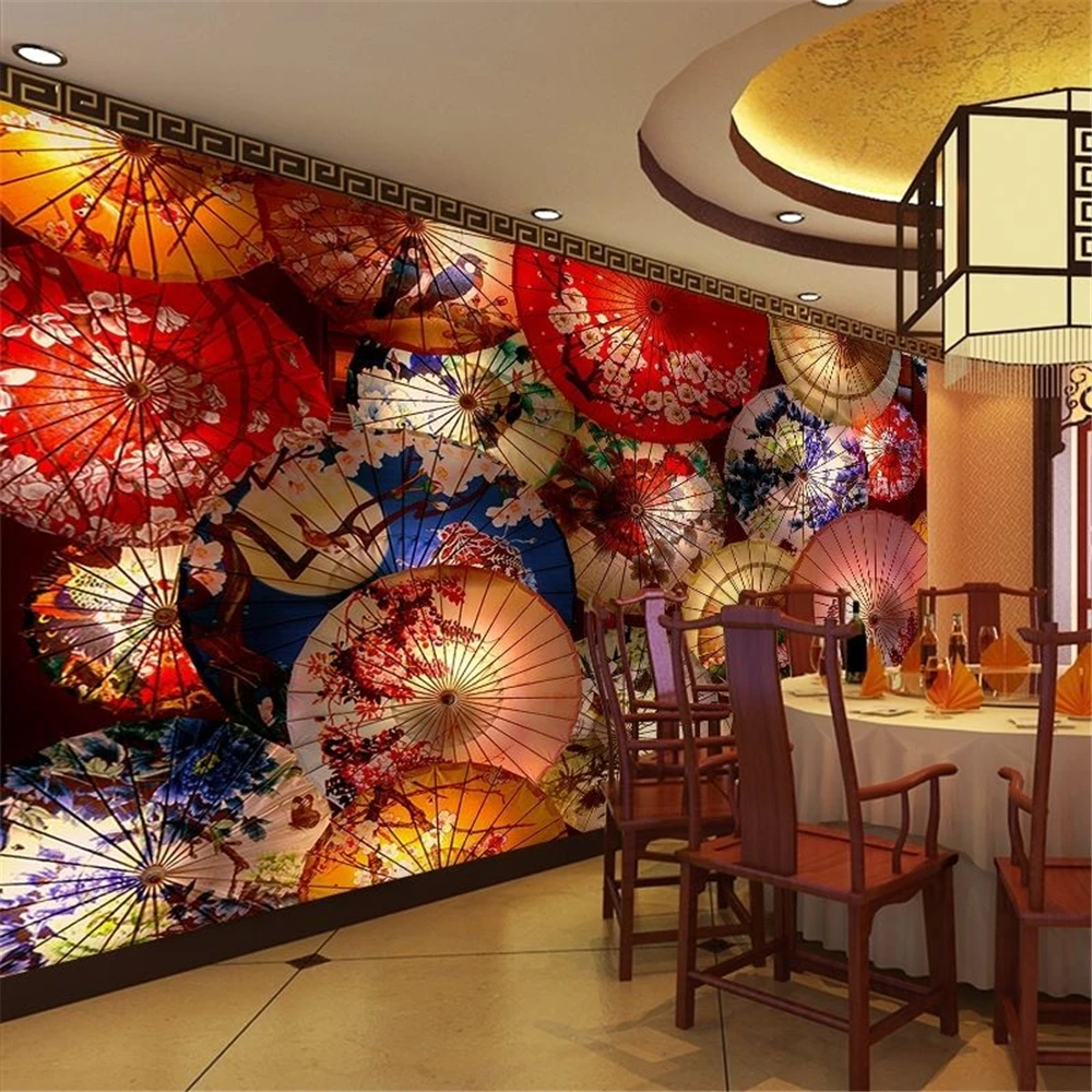 Custom papel de parede 3D Japanese izakaya wallpaper antique folding umbrella mural restaurant background wall papers home decor