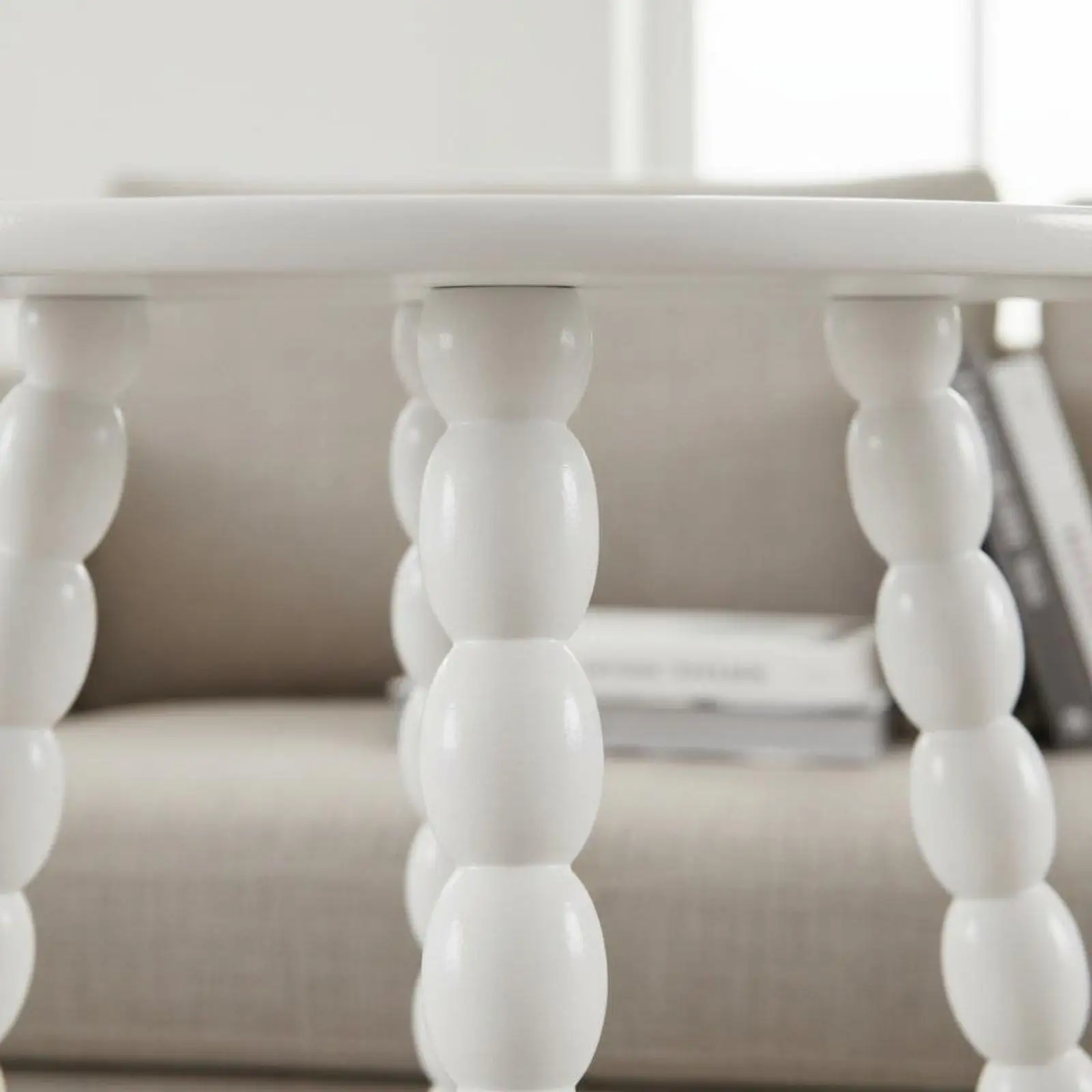 Unique Vintage Table Bead Leg Design Furniture Compact Side for Home Apartment Coffee Book Storage