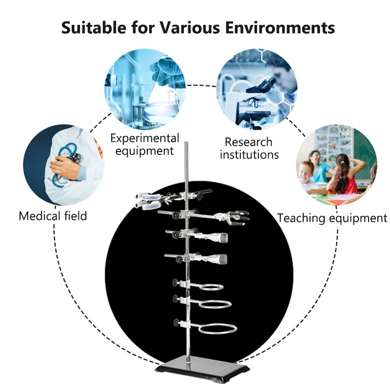 1 conjunto de suporte de laboratório kit suporte de laboratório e braçadeira com 2 anéis de retorta braçadeira de frasco bureta braçadeira 16 "haste suportes ciência