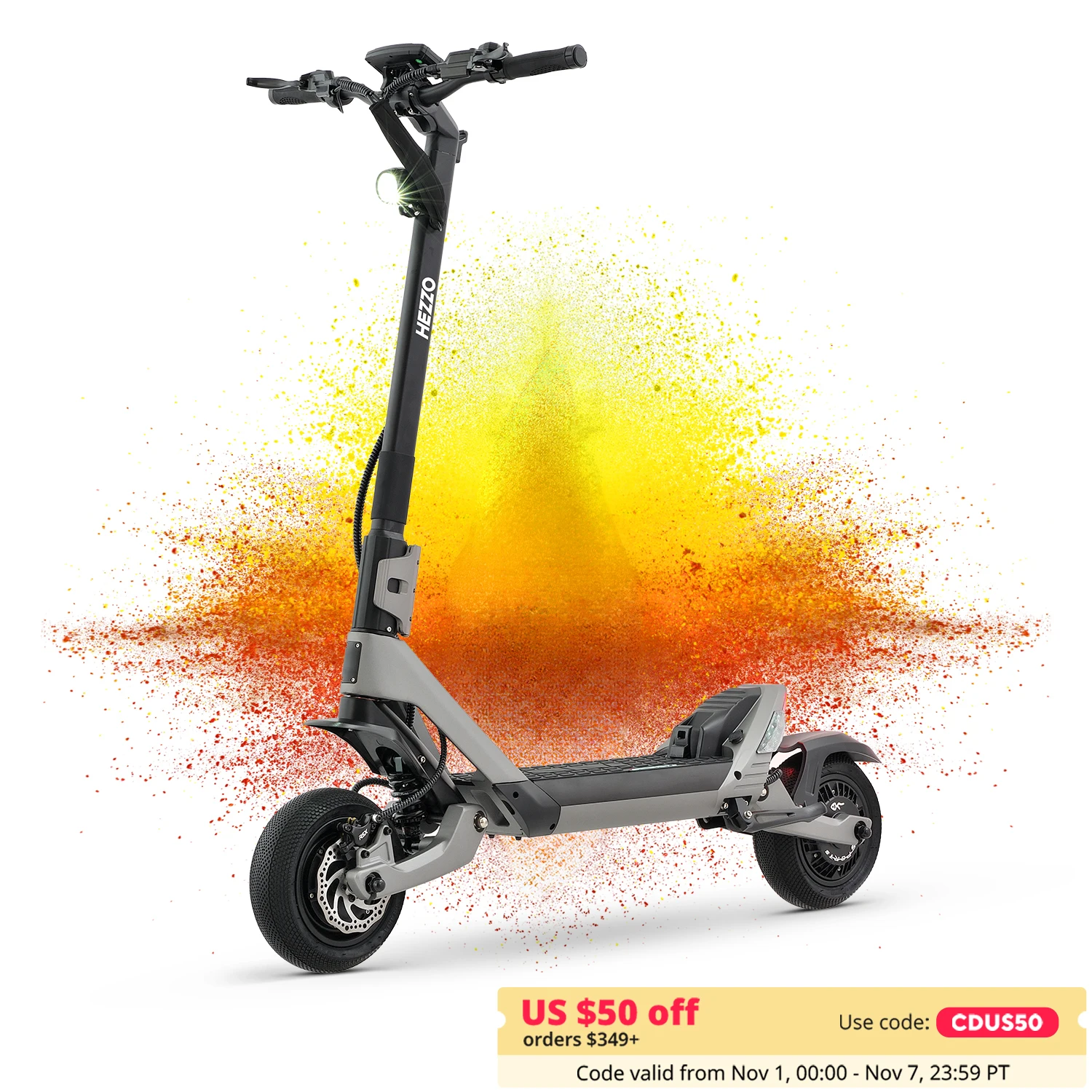 HEZZO F6 Electric Scooter 40MPH 60V 3200W Dual Motors 10 Inch Off-road Folding Escooter 23AH 40 Miles Long Range Full Suspension