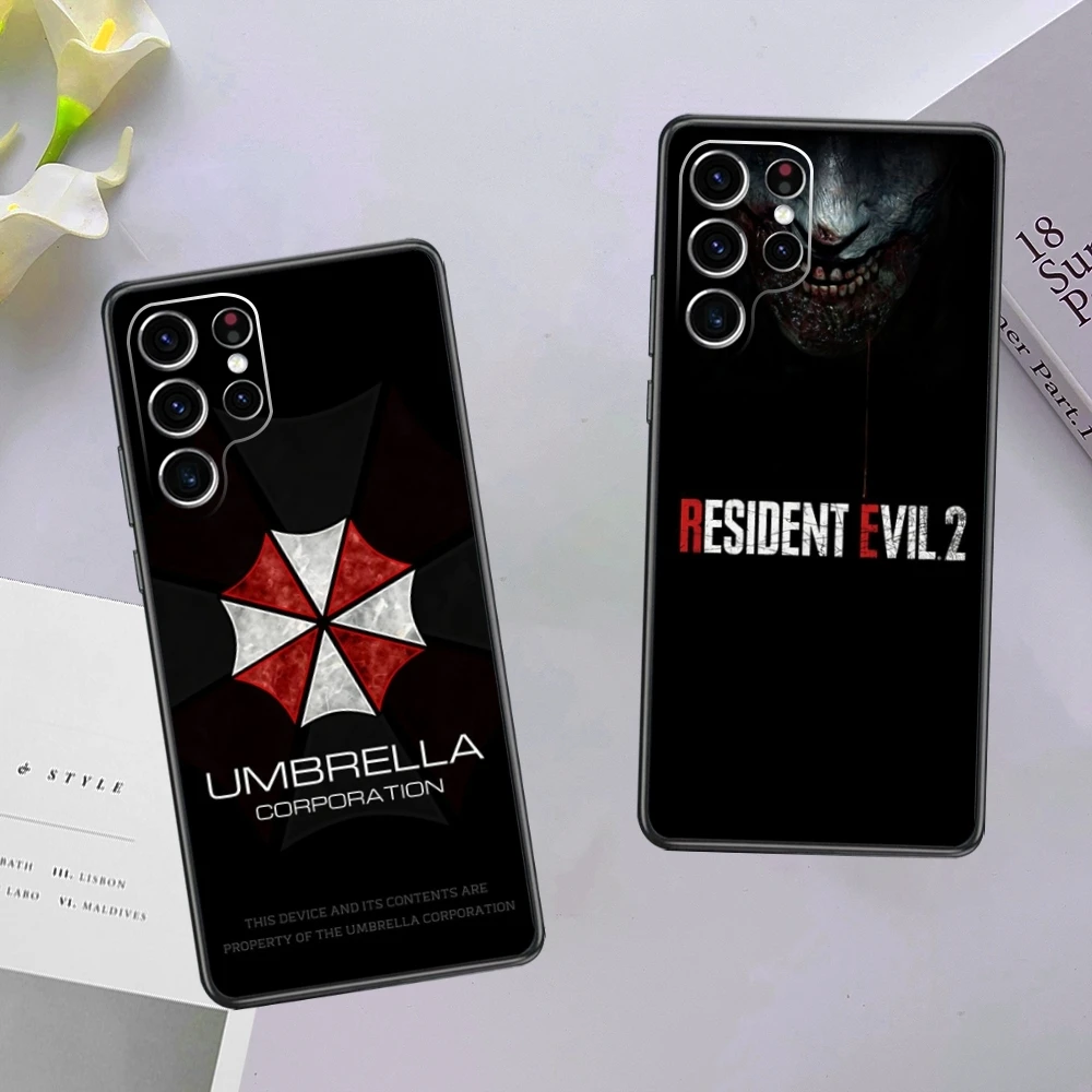 Resident Evil Umbrella Phone Case For Samsung Galaxy S24 S23 S22 S21 S20 Plus Ultra Note20 Soft Black Phone Cover