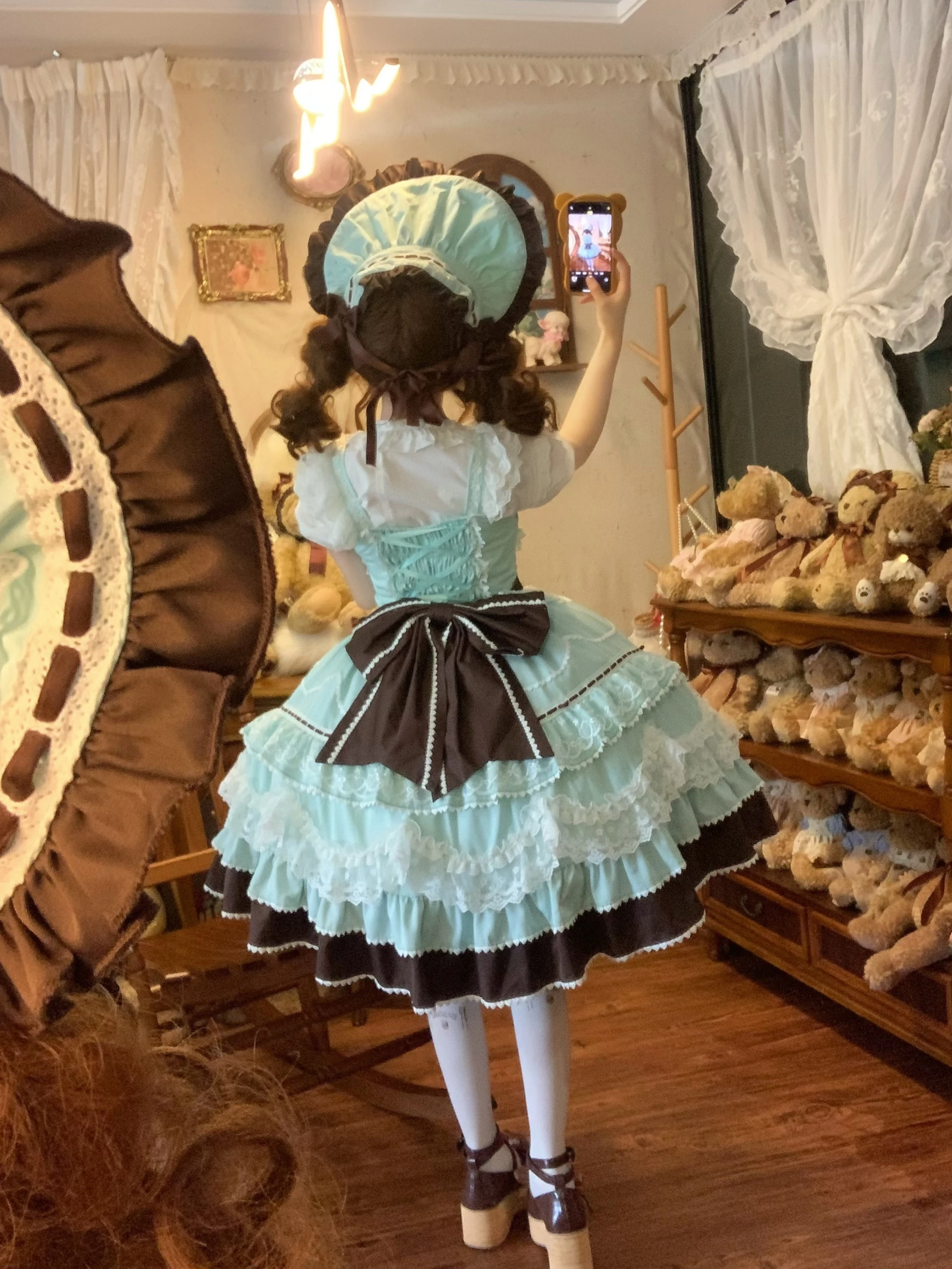 Sweet Lolita Dress Jsk Suspender Dress Summer Pink Blue Suspender Dress + Back Bow + Bnt Hat 3 Piece Sets Womens Outfits