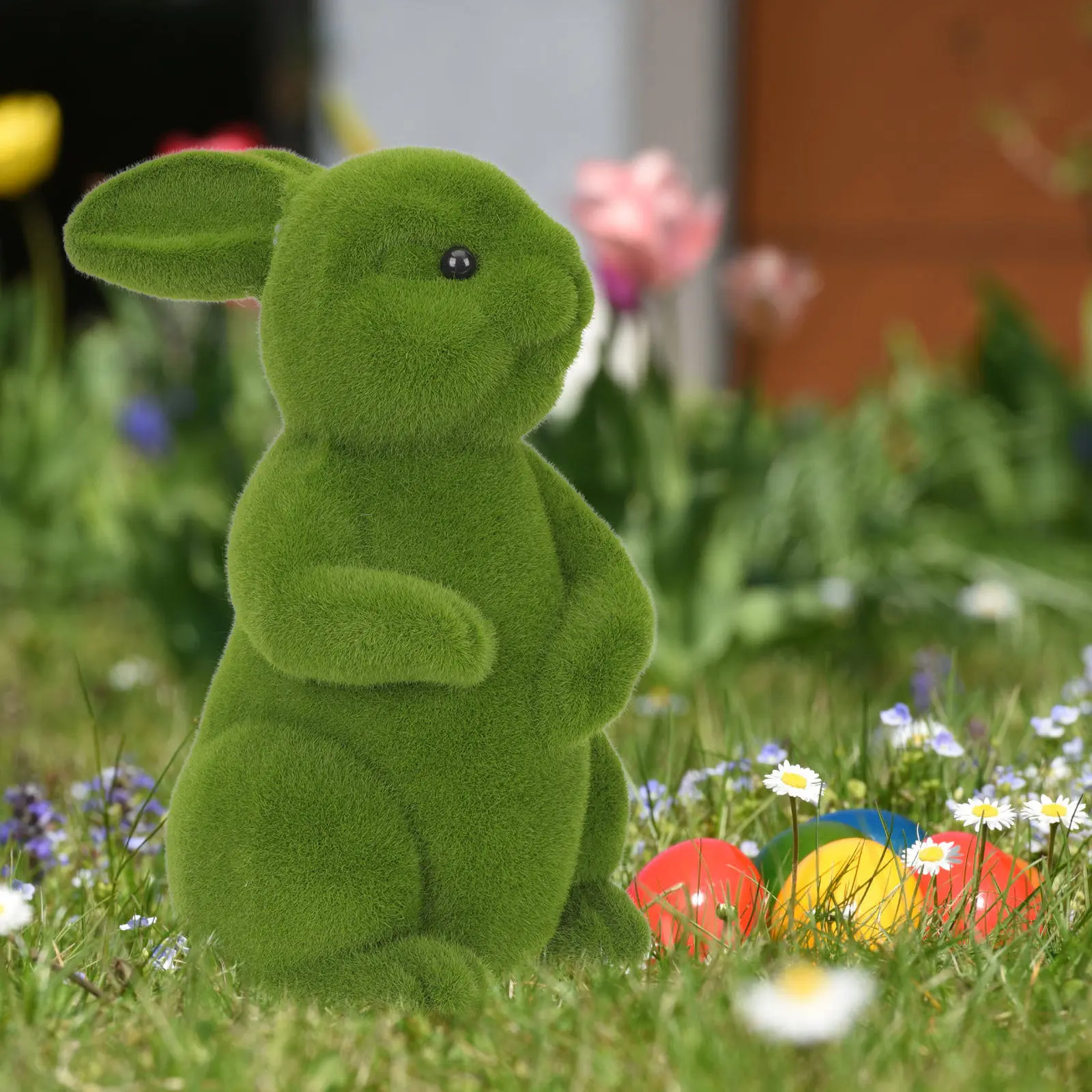 

Garden Rabbit Ornament Easter Party Decorative Artificial Bunny Statue Green Easter Decoration Outdoor Yard Lawn Patio Decor