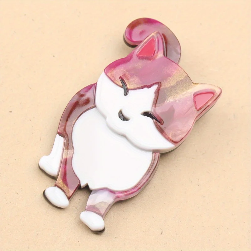 دبوس بروش على شكل حيوان القط الكرتوني ، شخصية أكريليك أنيقة لطيفة ، شارة الرجال والنساء ، إحساس كبير