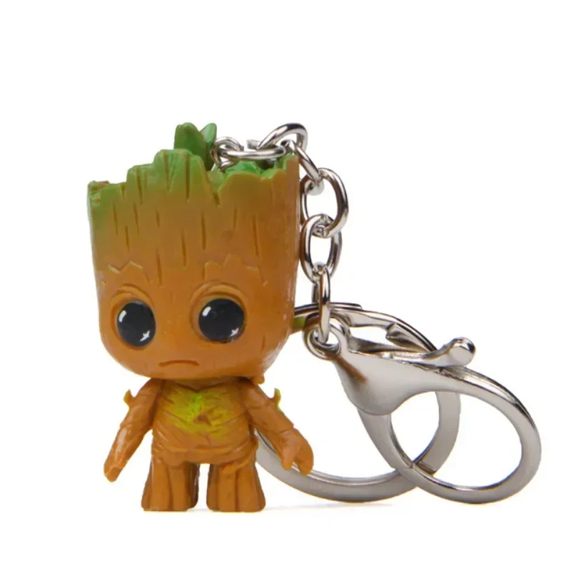 Anime kawaii spiderman dos desenhos animados groot chaveiro figura carro pingente crianças jóias acessórios brinquedos anime chaveiro presente