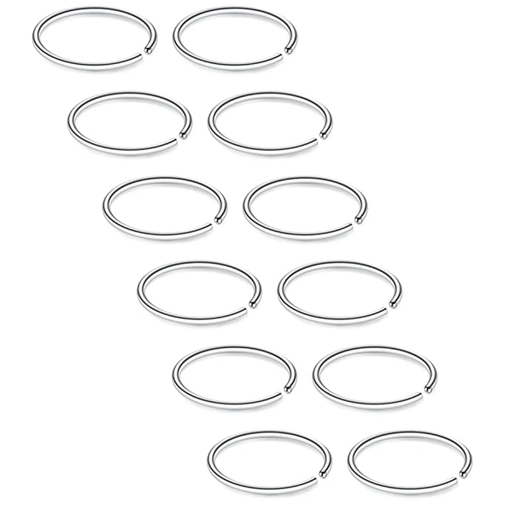 12PCS 22G Stainless Steel Fake Nose Septum Hoop Rings Lip Helix Cartilage Tragus Ear Ring Piercing 6-10mm