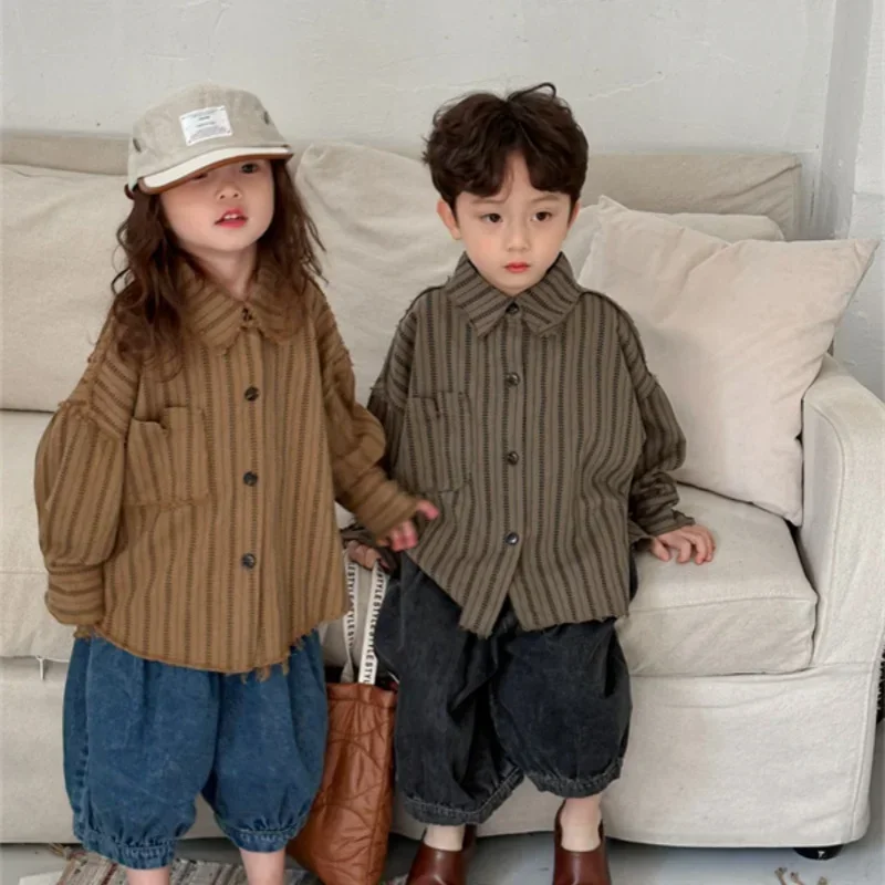 

Boys Baby's Kids Blouse Coat Jacket Outwear Cotton 2024 Casual Spring Autumn Shirts Outwear Teenagers Overcoat Children's Cloth