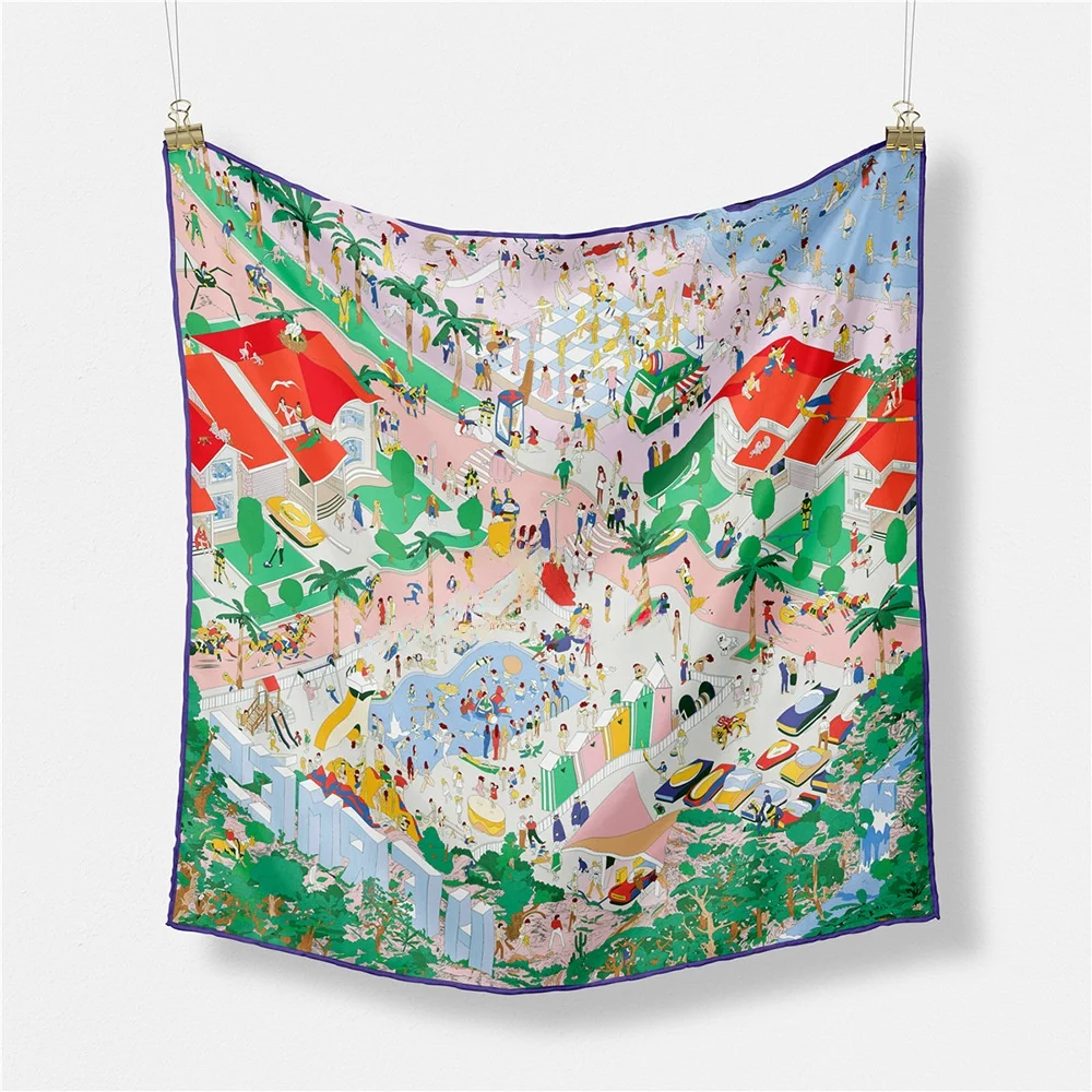 

Fashionable Artistic Small Square Scarf 53cm Beach Pool Ladies Versatile Neck Scarf Headscarf Wrap Stylish Polyester Fiber