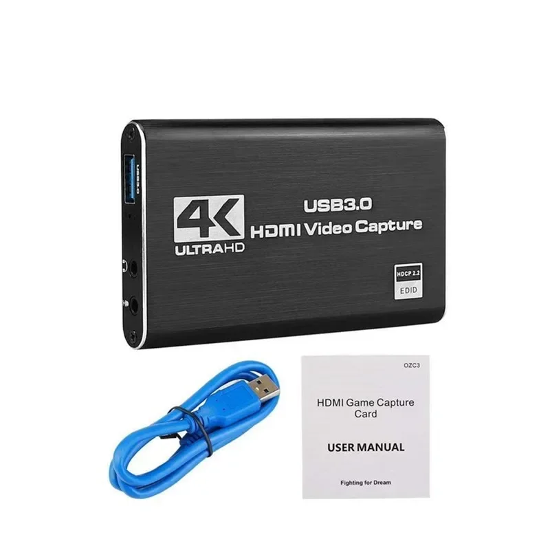 4K Video Capture Card 1080P 60fps HD Camera Recording Box HDMI-compatible to USB 3.0 PC Live Streaming Grabber Recorder