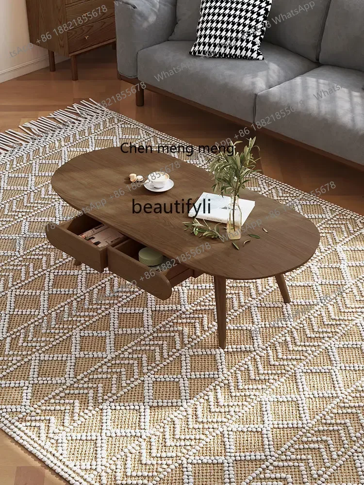 

D178 Y zqNordic Ash Tea Table Japanese Style Solid Wood Simplicity Modern Home Living Room Small Apartment Storage Tea Table