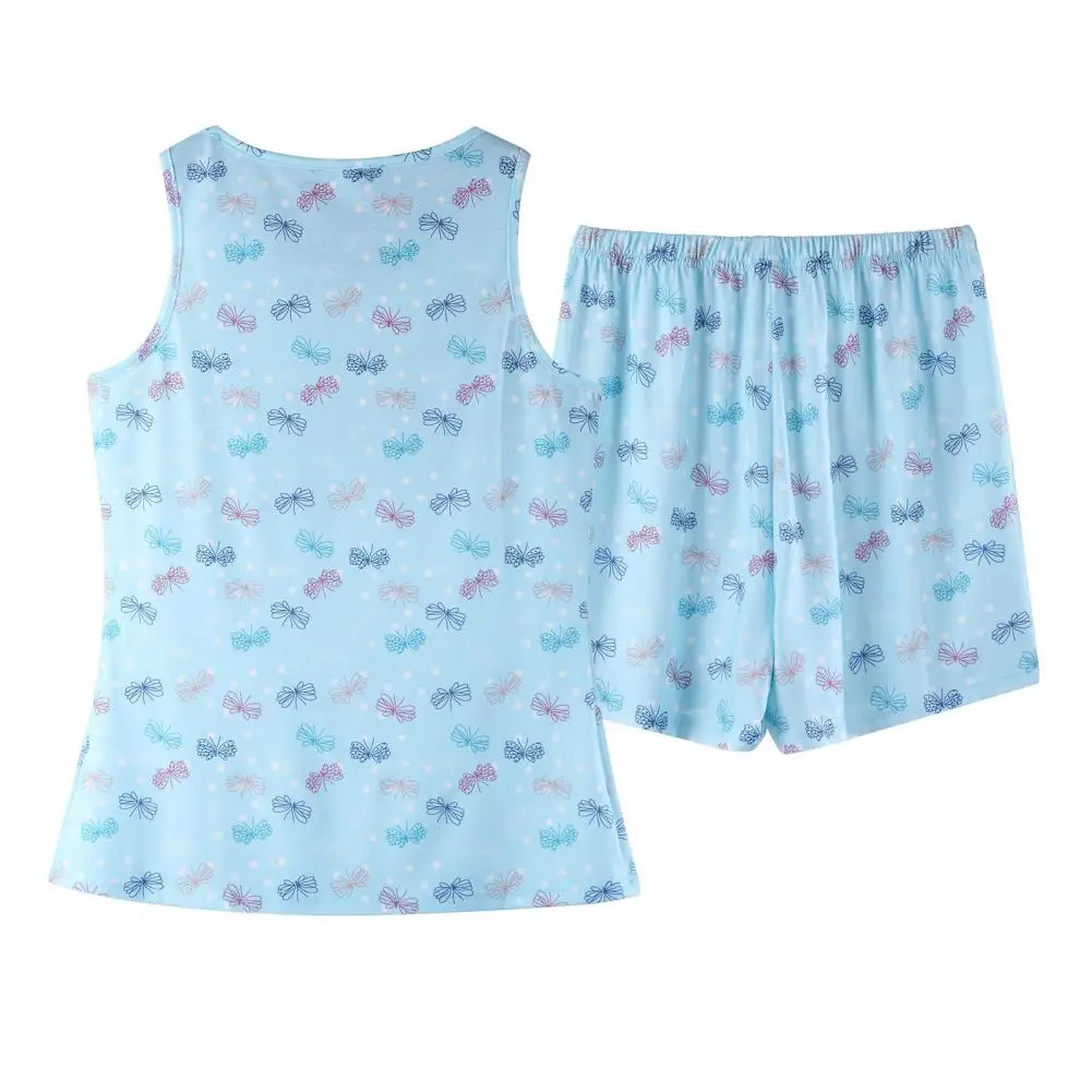 Conjunto de pijama de 2 piezas para mujer, chaleco sin mangas, pantalones cortos de cintura elástica, cómodo para hacer ejercicio