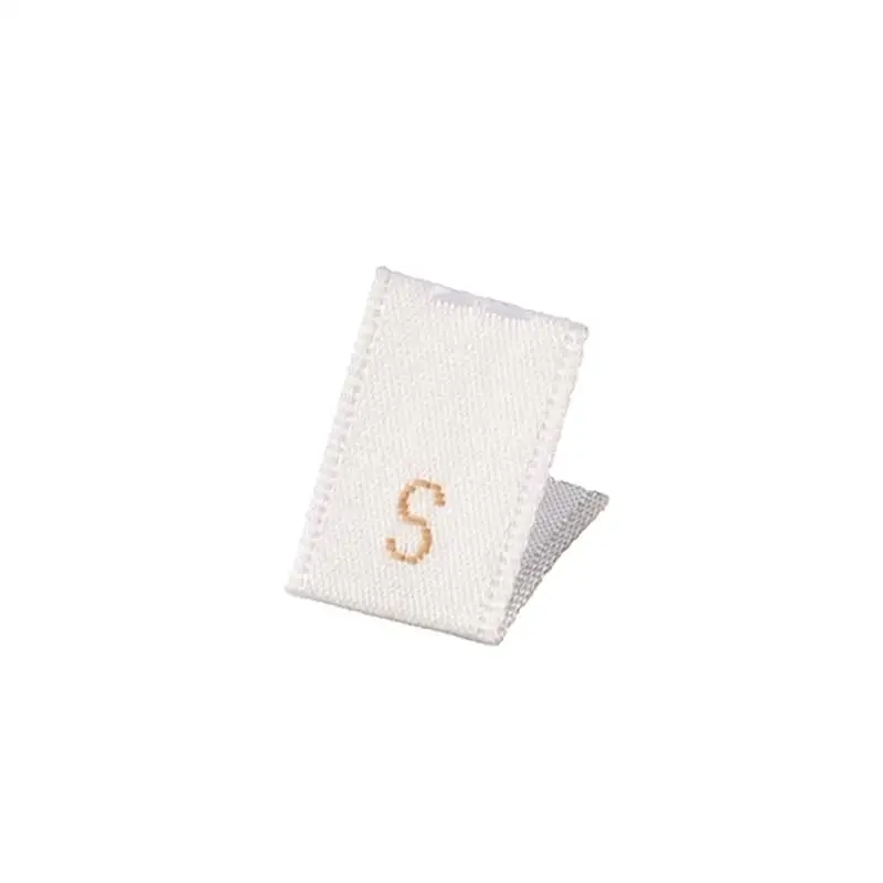 Satin-finished White Woven Golden Size Labels XS-XXXL Middle Centre Folded Garments Tags Not Scratch Skin