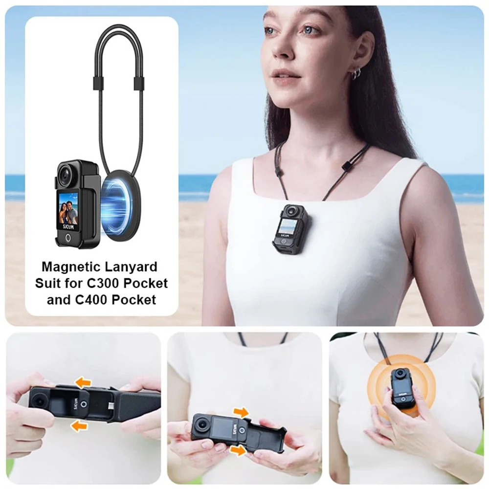 SJCAM Action-Kamera Zubehör C300 C400 Tasche Magnetisches Umhängeband für Motorrad Radfahren Reiten Halterung Stativ Auto-Saugnapf – Detail 2