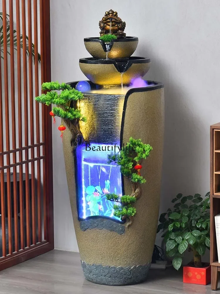 

yj9 Style Flowing Water Ornaments Fish Tank Living Room Floor Stand Decoration Pavilion of Regimen Decorative Waterscape Humidif