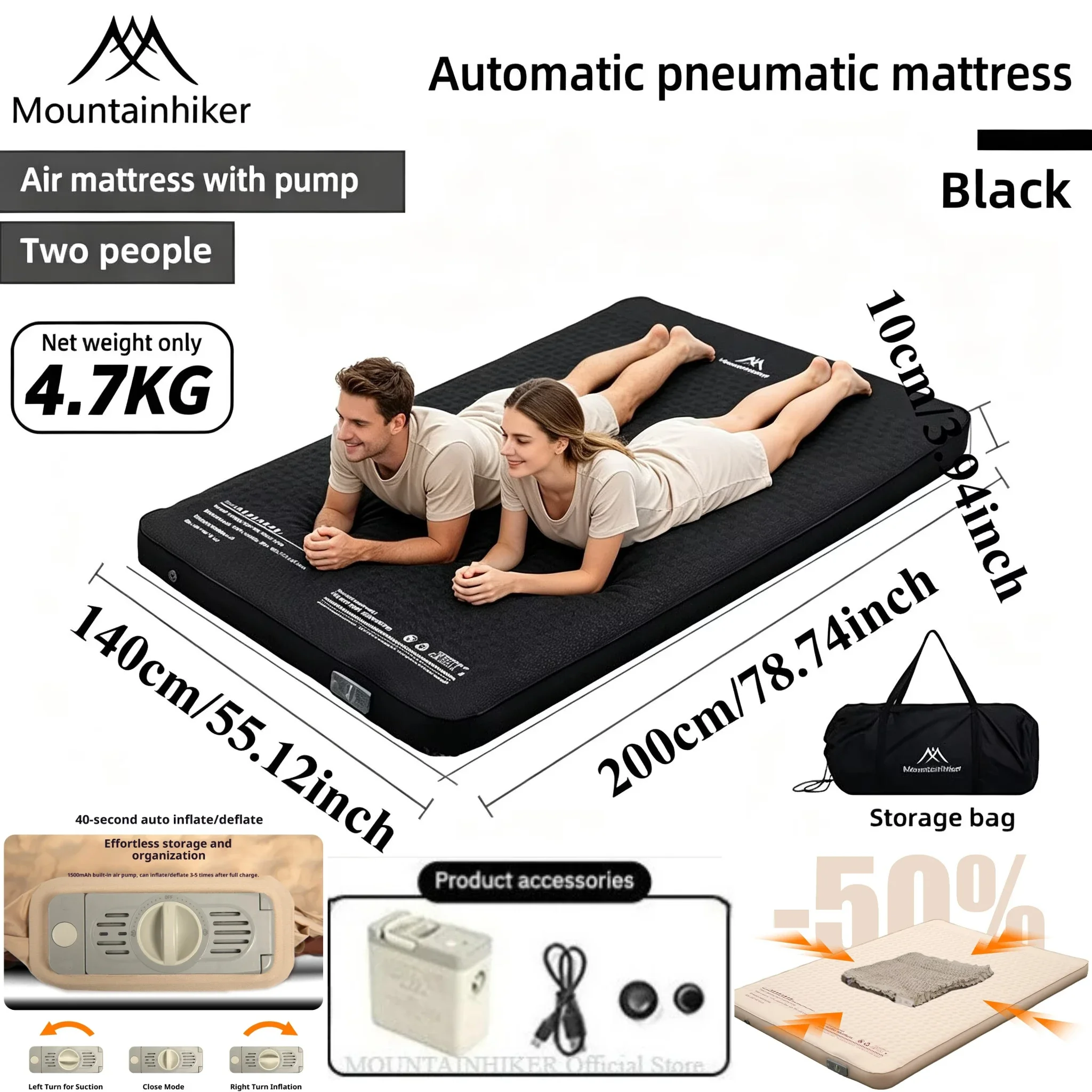 MOUNTAINHIKER Inflatable Mattress Cheese Camp Bed Air Pump Ultralight Cushion Sleeping Pad Mat Splicable Air Bed Sponge Sofa