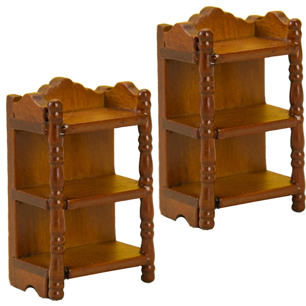 

Mini House Ornaments Walnut Wood Miniature Furniture 1/12 Scale Decorative Shelf Storage Rack Dollhouse Accessories Landscaping