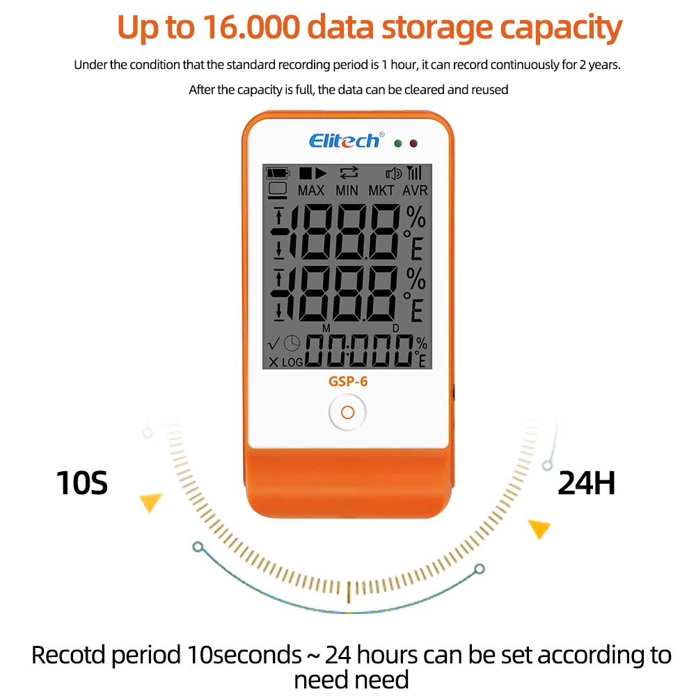GSP-6 USB Temperature Humidity Data Logger Temp Recorder Vaccine Temperature Monitor 16000 Points Refrigeration Chain