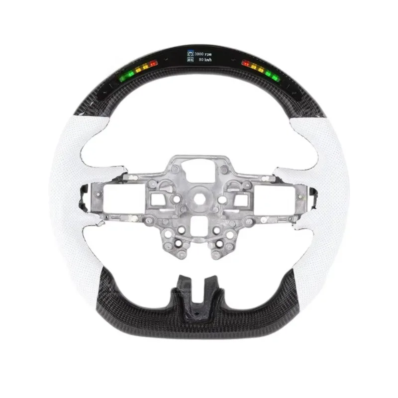 Racing car steering wheel made of genuine carbon fiber with LED gear selector lights, suitable for the Ford Mustang GT 2018-2020