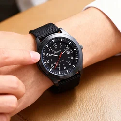 chaoyada fashion men boys cool Military canvas calendar date wristwatch students younger large dial water resistant watches