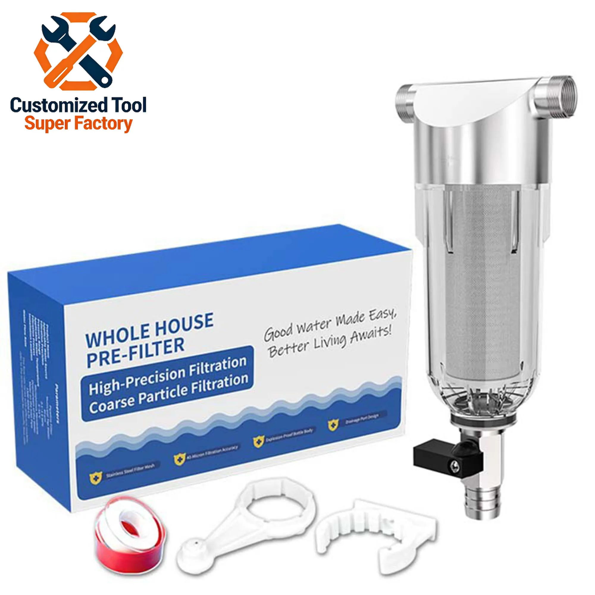Cleanable water purification system Brass sedimentation sand pre-filter Self-cleaning household reverse osmosis