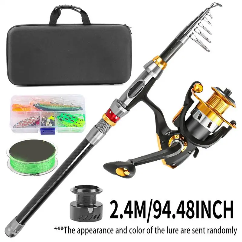 

Fishing Rod And Reel Combo Telescopic Fishing Kit Fish Tackle for Surf Trout Backpacking Lake Boat Kayak Pier Bank River Crappie