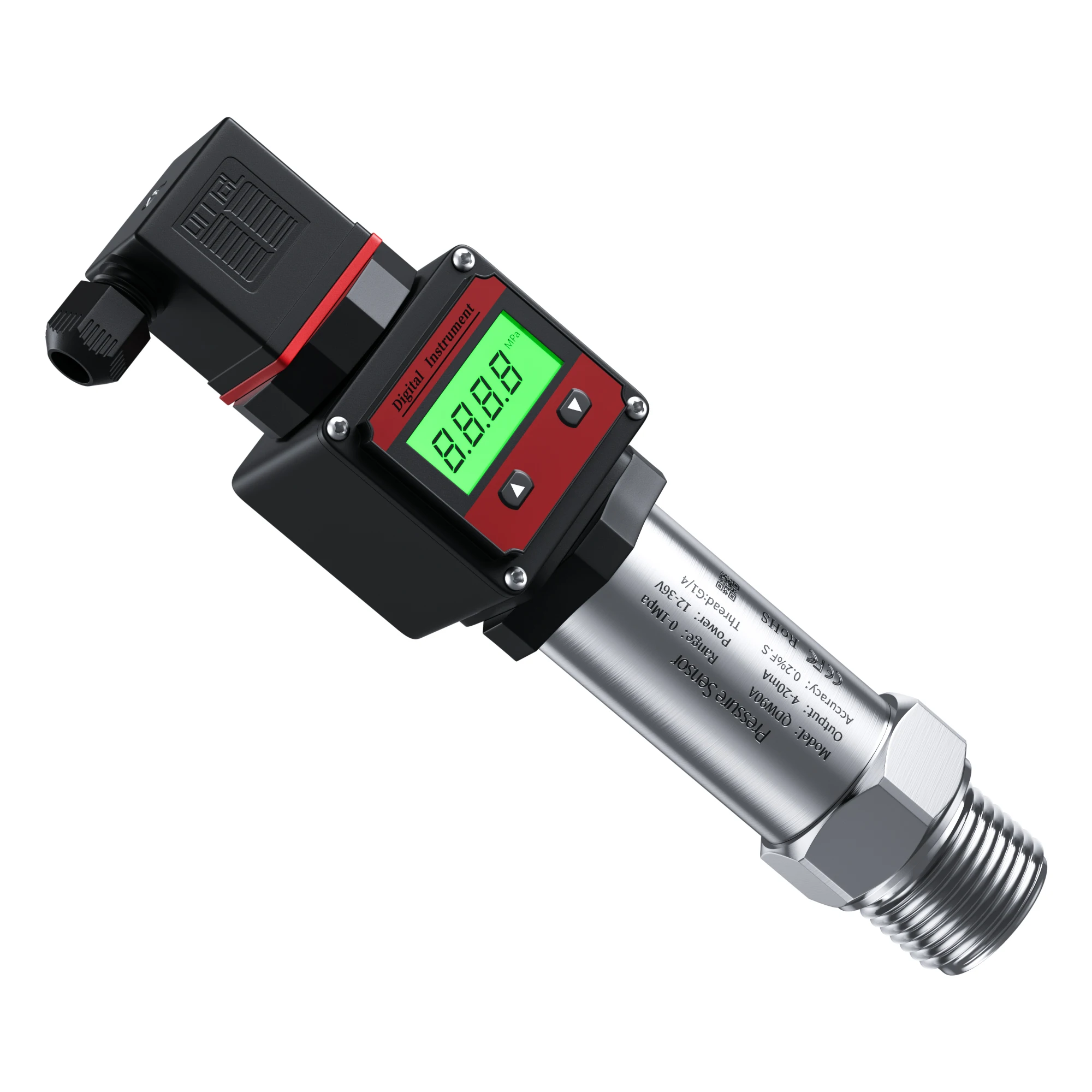 M20*1.5 LCD Pressure Transmitter 0-100Mpa DC24V Hirschmann Pressure Transmitter 4-20MA 0-10V 0-5V RS485 LCD Pressure Sensor