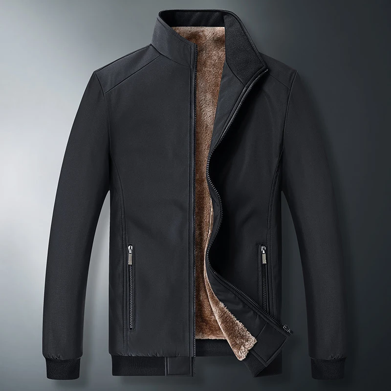 Chaquetas cálidas de lana para hombre, cortavientos térmico a la moda para exteriores, abrigos de negocios con cuello levantado, ropa de otoño e invierno, 8XL