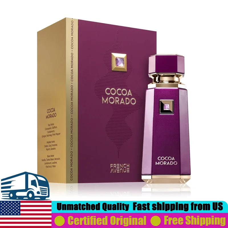 

French Avenue Cocoa Morado Eau de Parfum Spray 3.4 Oz Premium Arabian Perfumes 100 ML Long-Lasting Oriental Woody Unisex Cologne