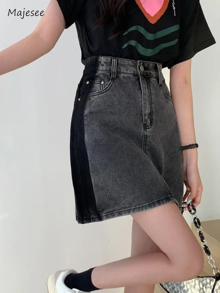 Mini Skirts Women Simple Denim Slim Summer All-match Basic High Wasted Korean Style Hot Sales Party Cozy Schoolgirls Clothing