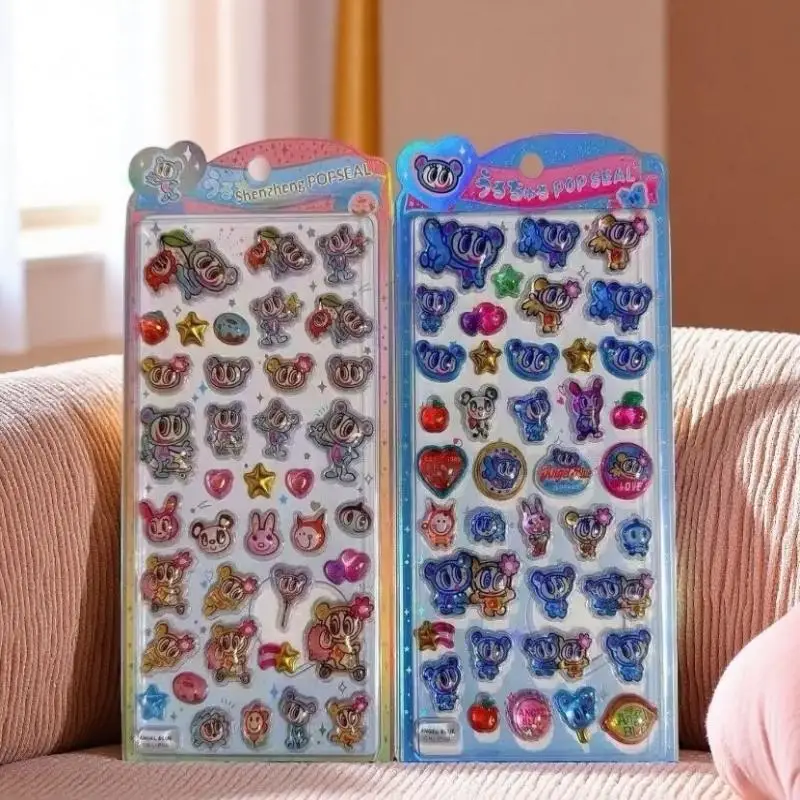 Cute New Angel Blue Wave Water Moisturizing Stickers 3D Relief Stickers DIY Journal Phone Case Decorative