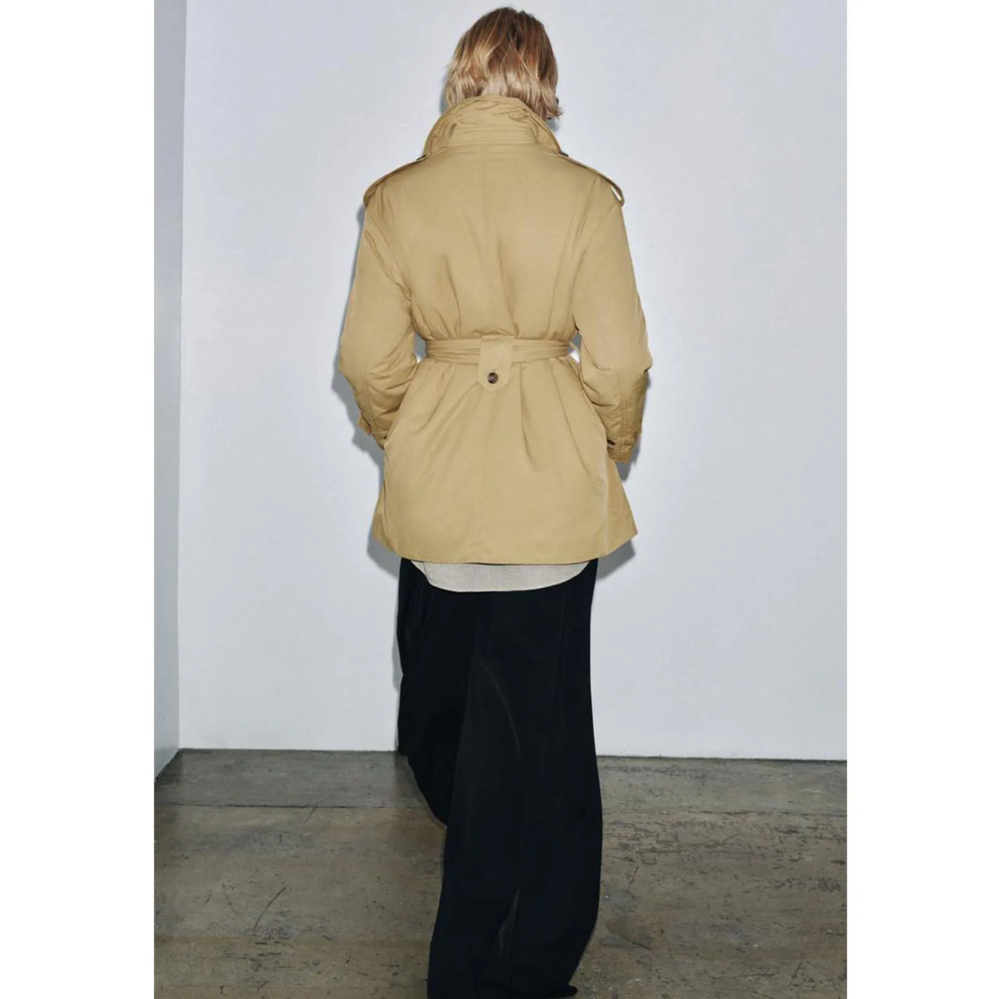 

New Autumn Commuter Sle Women's Long Sve Coat with Belt Flap Collar Jaet Outerwear Loose Fit mid Length Polyester Fiber