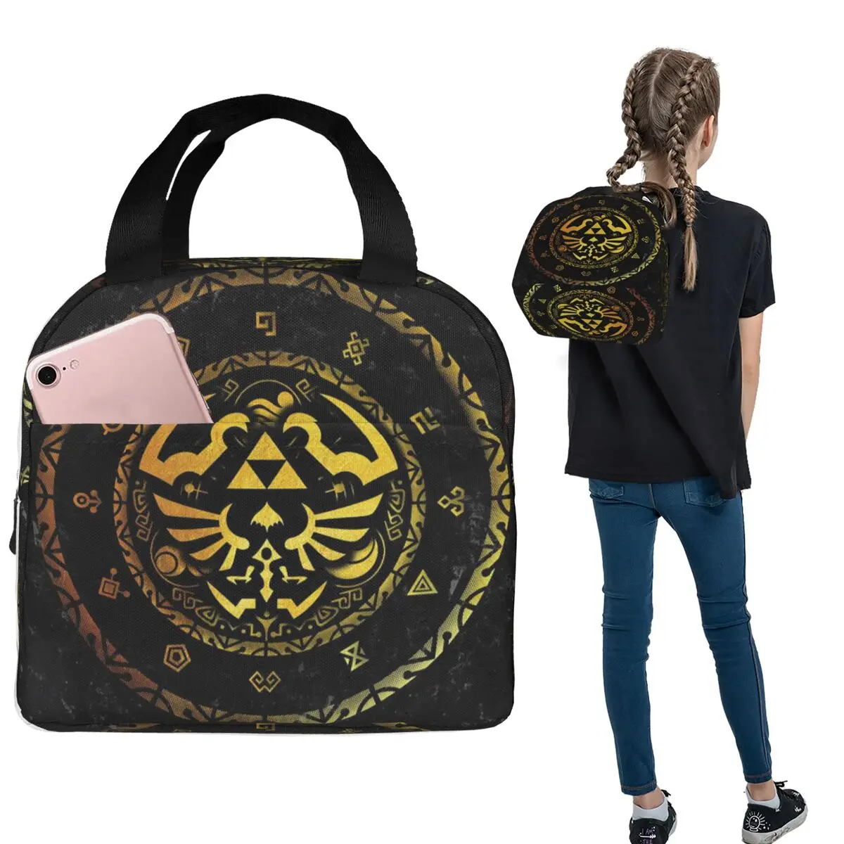 Zeldas Logo Game Insulated Lunch Bag for Women Kids Leakproof Food Boxes Thermal Lunch Box Tote