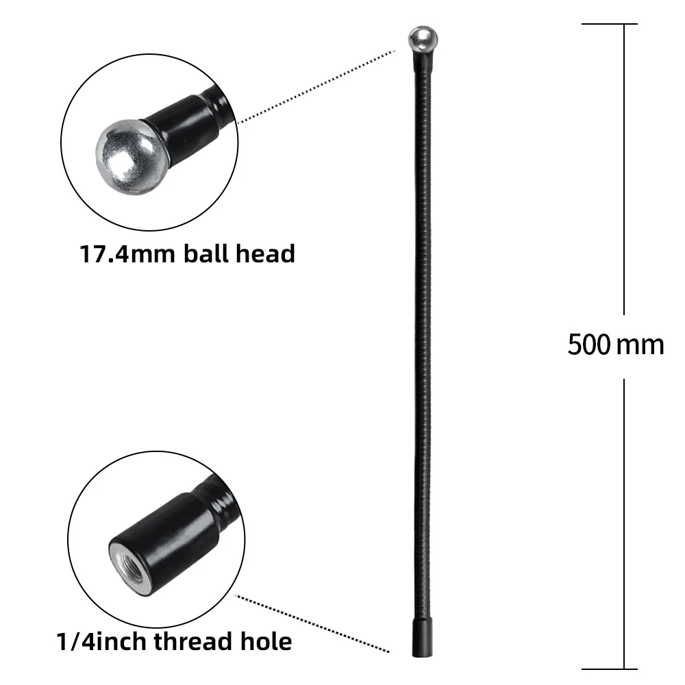 Flexible Metallrohrstange Einbeinstativ Selfie Stick Ständer mit 1/4 Zoll Schraube/Kugelkopf-Verlängerungsarm für Kamerastativ-Handy – Detail 29