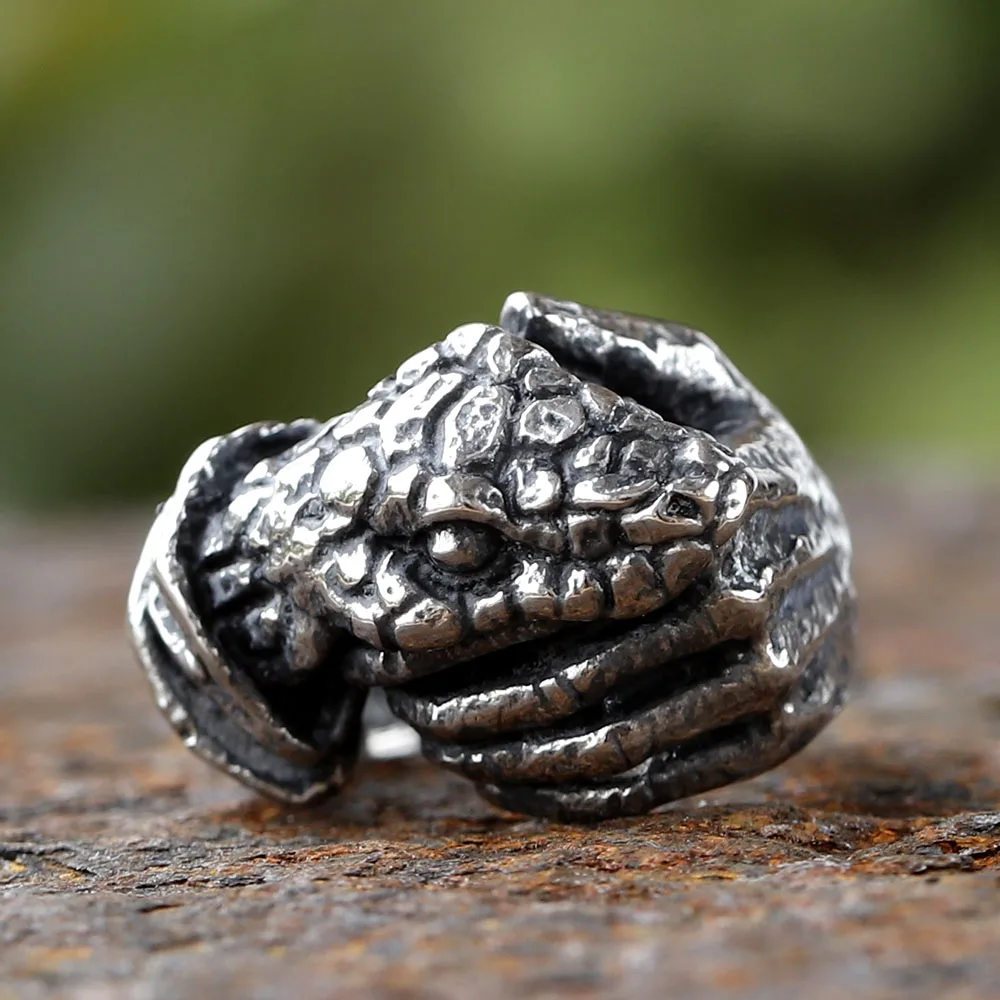2025 nueva moda 316L anillo de serpiente de acero inoxidable anillo de huesos de mano Biker rosa joyería fresca regalo al por mayor
