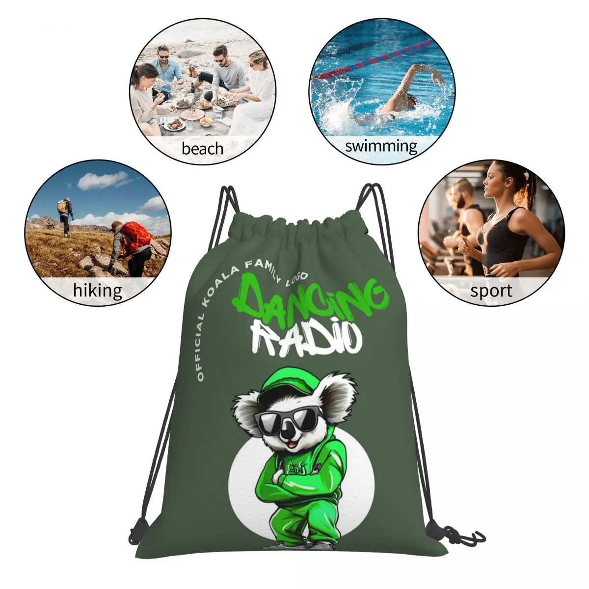 Siny Dancing Radio Backpacks Casual Portable Drawstring Bags Shoes Bag Book Bags For Man Woman School