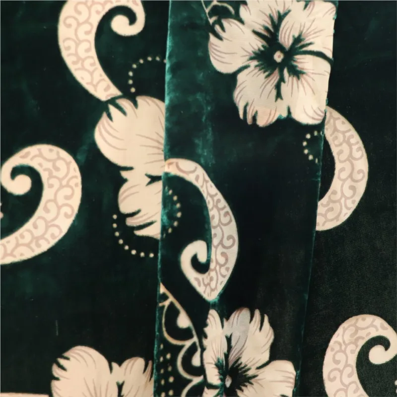 Tecido de veludo brocado viscose impresso tecido manchado e queimado vestido de noite cheongsam novo estilo chinês
