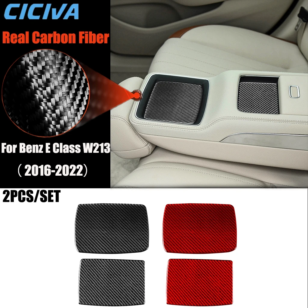 

Carbon Fiber Car Accessories Rear Armrest Storage Modified Interior Trim Cover Sticker For Mercedes Benz E Class W213 2016-2022