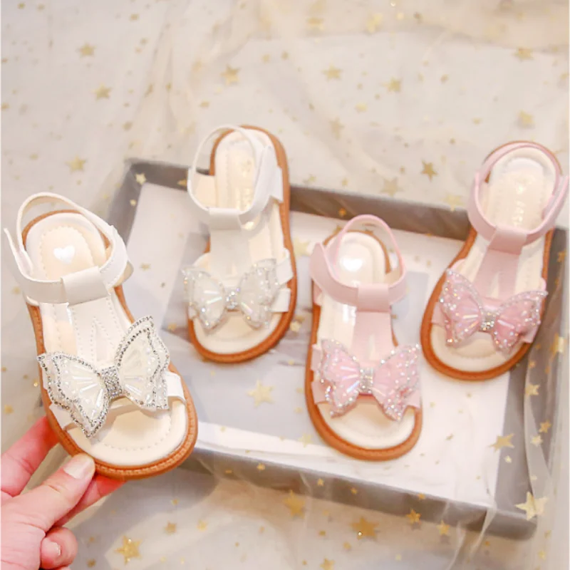 сандалии для девочек Summer Girls Shoes New Cute Children Butterfly Sandals Soft Soled Open-toe Fashion Versatile Princess Shoes