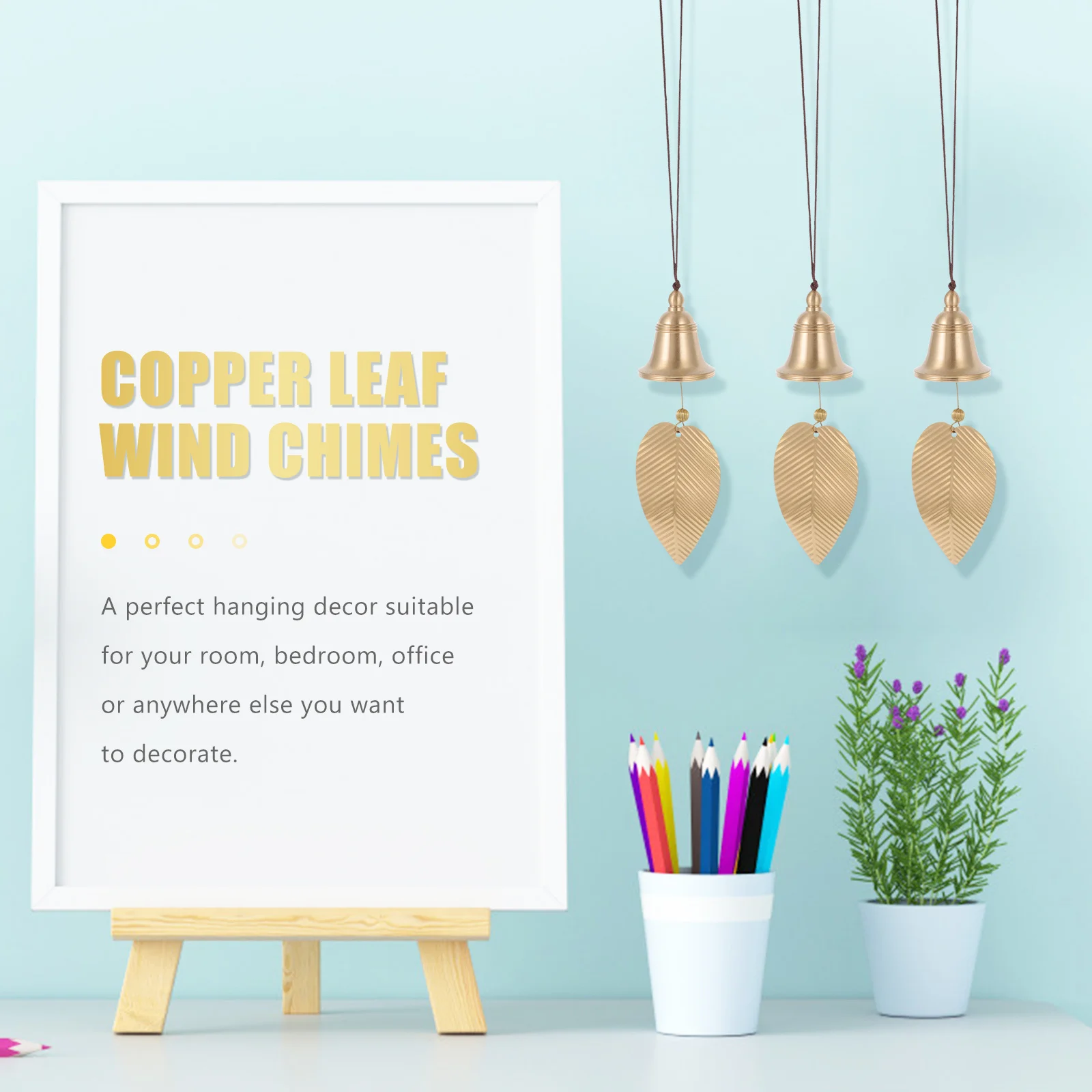 

1Pcs Copper Leaf Hanging Wind Chime Decorative Bell for Balcony Garden Living Room Outdoor Indoor Use Balcony Wind Bell