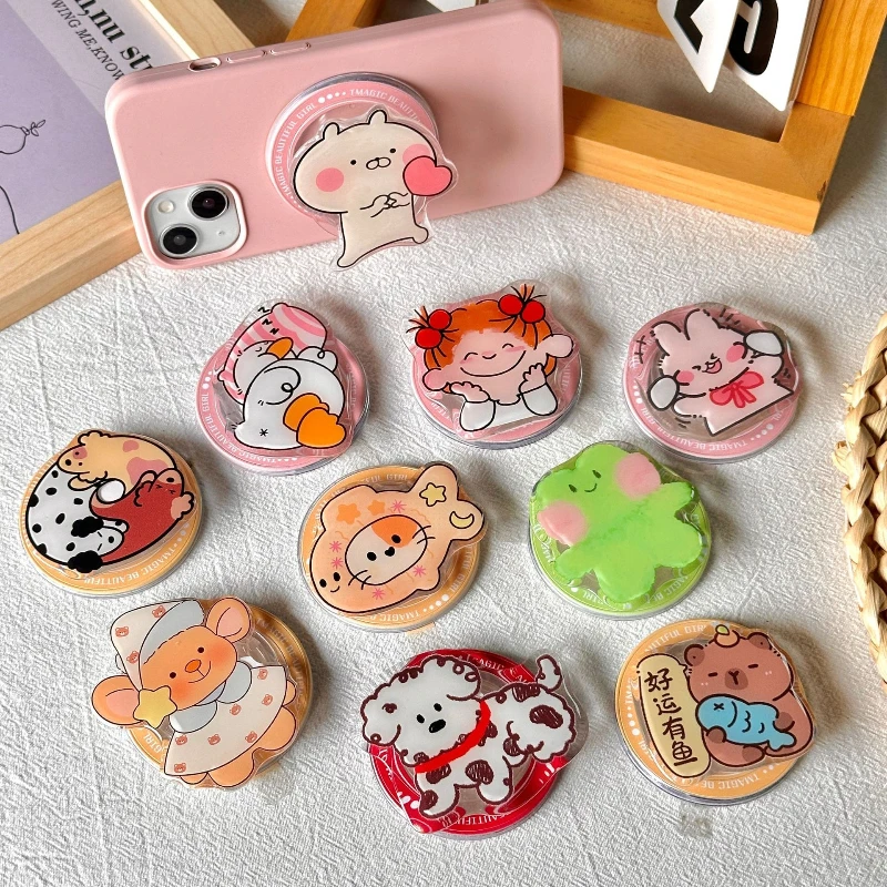 Милый мультяшный магнитный кронштейн для подушки безопасности, съемный ручной вращающийся и растягивающийся настольный кронштейн для девочек