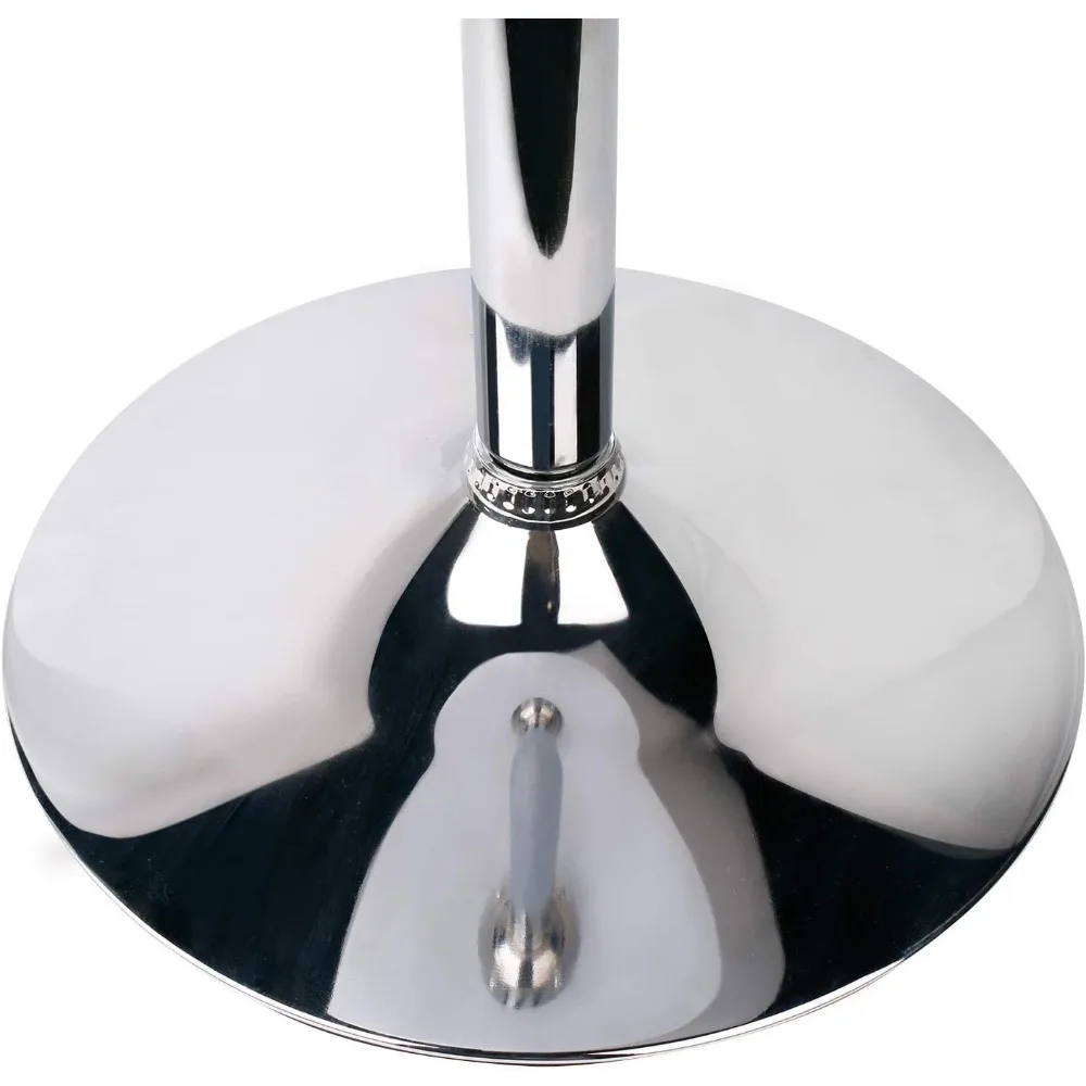 Round Top Not Adjustable (41 INCHES Height) Bar Table, Pub Table with Silver Leg and Base (White)