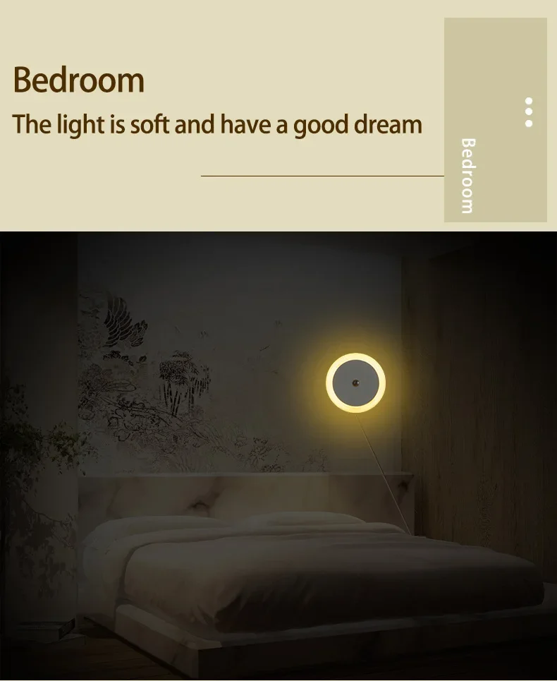 LED Night Light Sensor Control Night Lamp Energy Saving LED Sensor Lamp EU US Plug Nightlight Children Bedroom Bedside Stairs