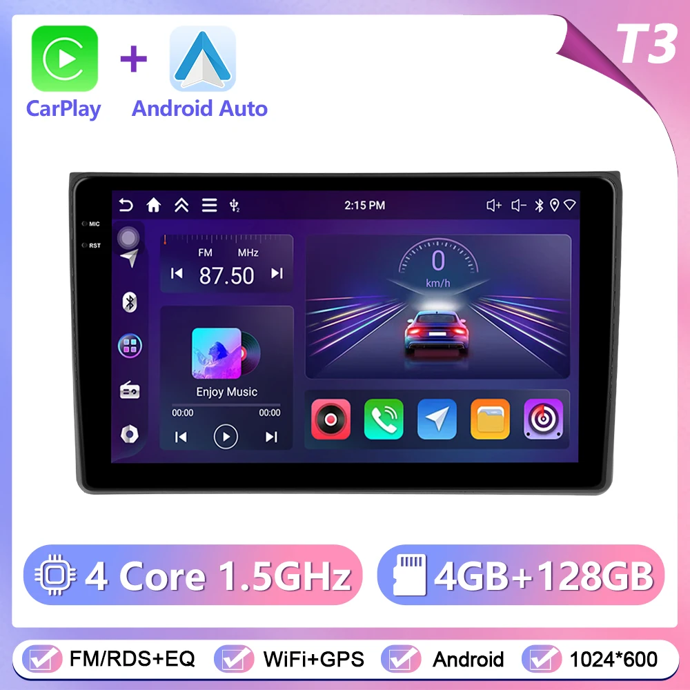 Podofo CarPlay Android Auto Radio voor Audi A4 2004-2008 Auto Intelligent Systeem 2Din GPS Stereo Head Unit Multimedia Speler