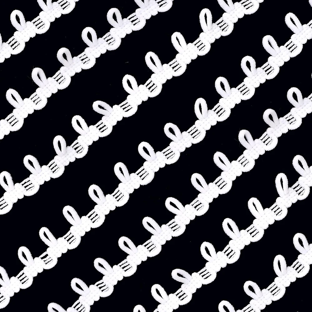

20 Yards Buttonhole Ribbon Braid Trim With Button Loops 14mm Corset Braid Cord White Elastic Loop Lace Trim for Costume Crafts